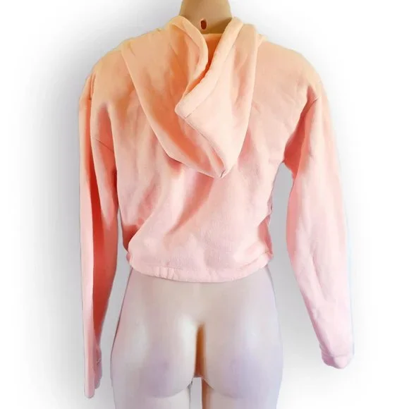 Y2k, pale / pastel / baby pink, cropped, hooded, 3/4 sleeve, jumper fits AU 8-12 - Picture 12 of 12